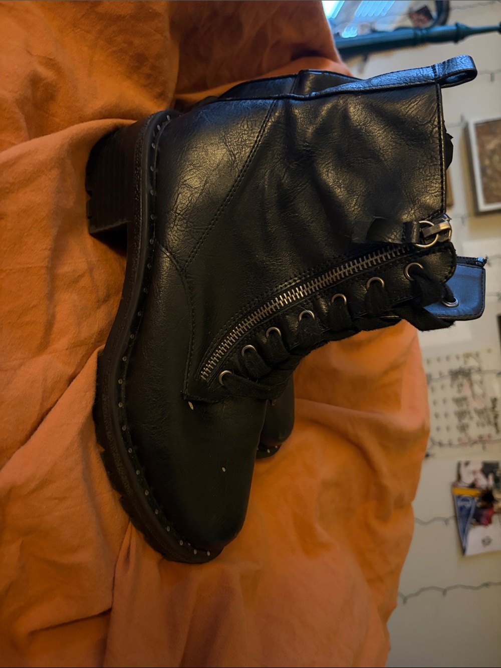 Black combat boots